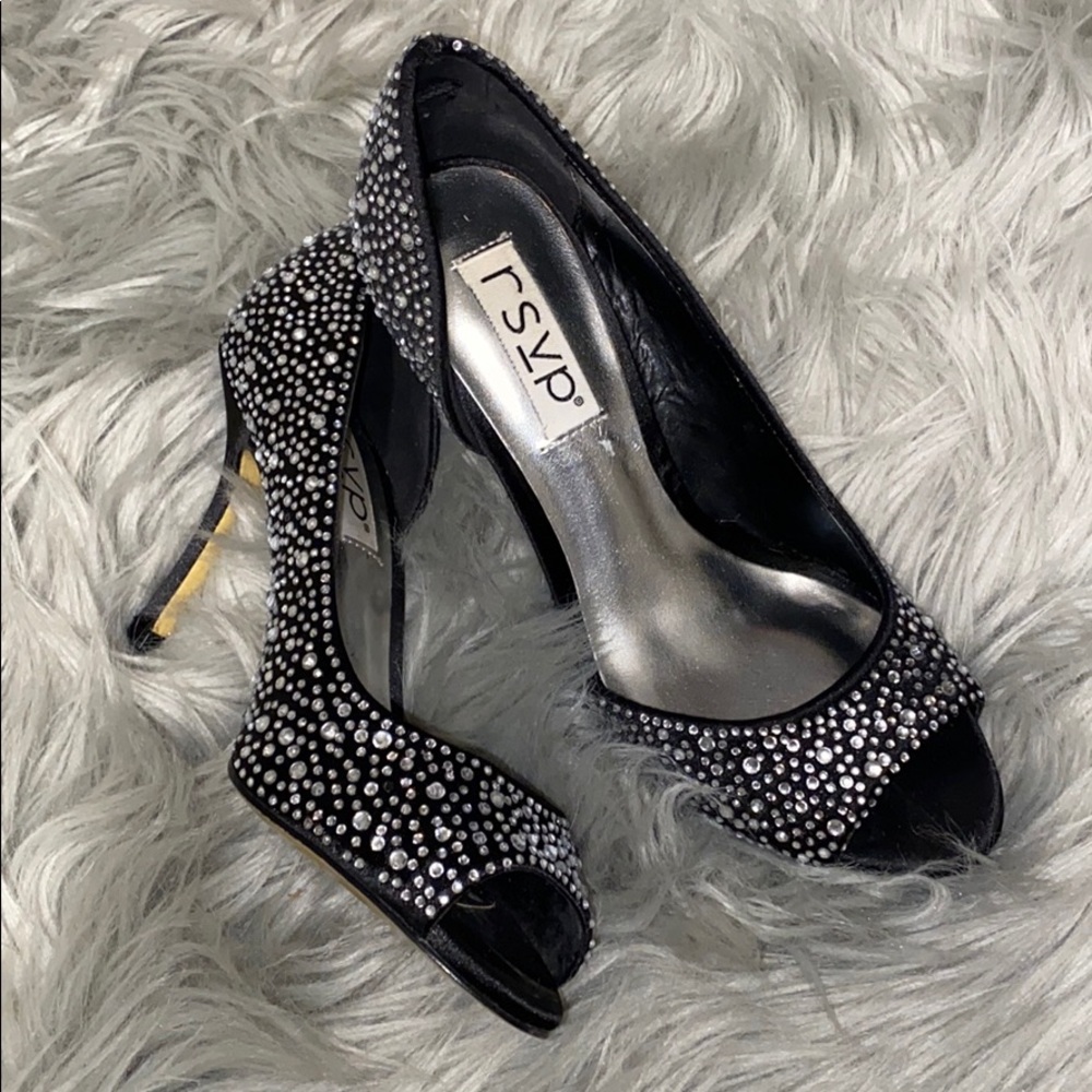 Black & Silver Embellished Heels